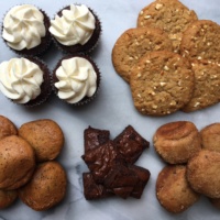A platter of gluten-free baked goods from Lucky Spoon Bakery